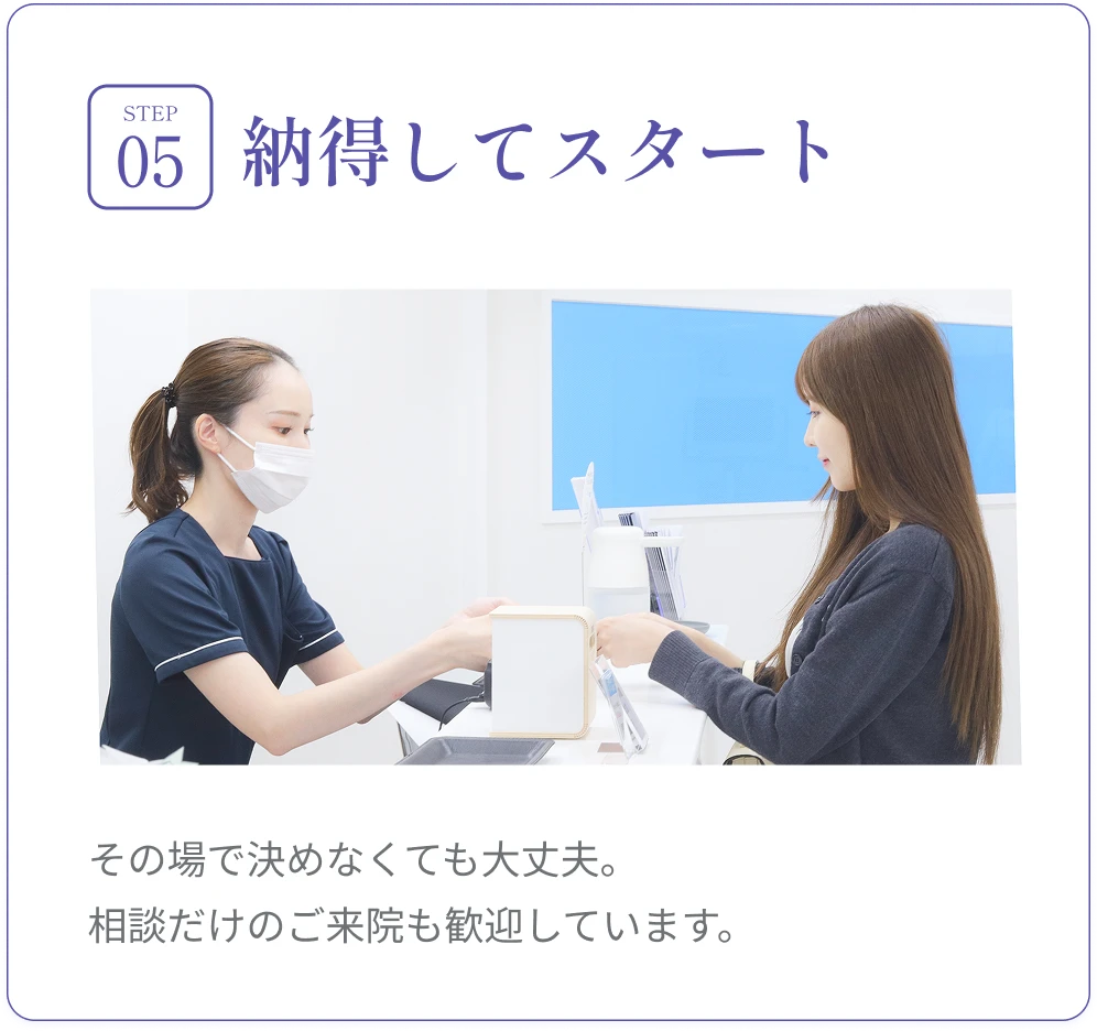 不安が解消されたら治療開始を判断。相談だけの方も大歓迎